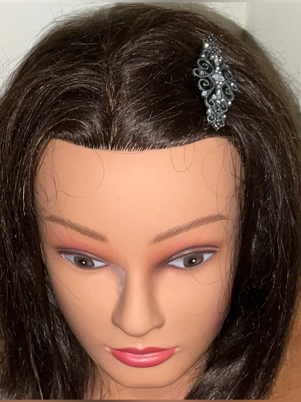Goody Gothic Rhinestone Filigree Hair Barrette Gunmetal Victorian Style